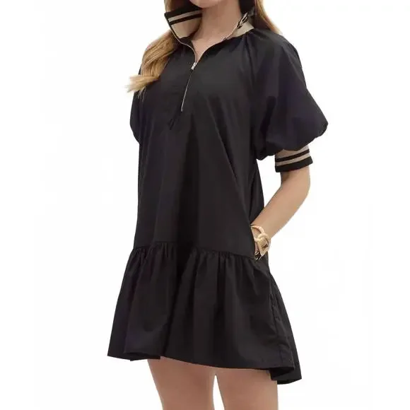 Entro Black Mini Dress with Tan Accents - Picture 2 of 4